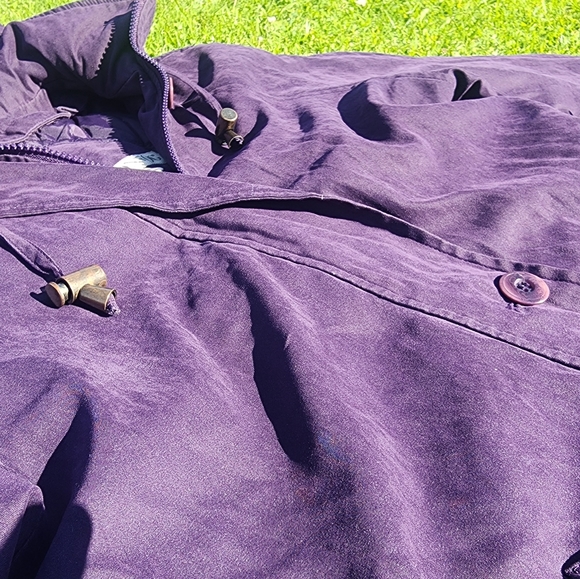 Women’s London Fog Purple Zipper Button Winter Jacket Hoodie Size Small Petite - Picture 2 of 10